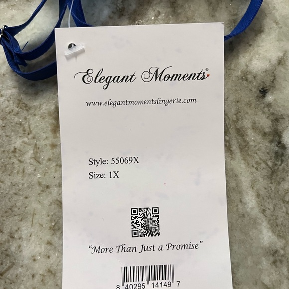 🆕Royal Blue Embroidered Lace & Mesh Sexy 3 PC Lingerie Set w Waist Cin Size 1X - Picture 7 of 10